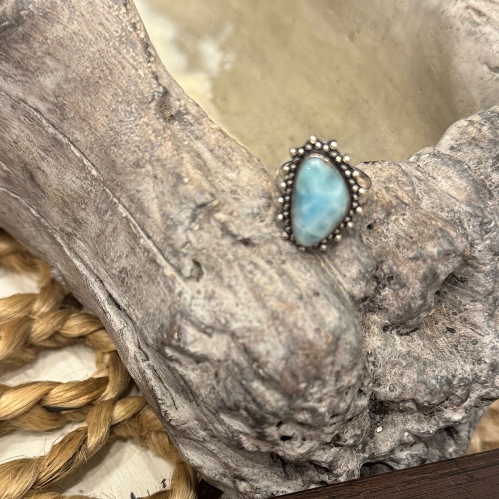 STERLING SILVER RING W LARIMAR